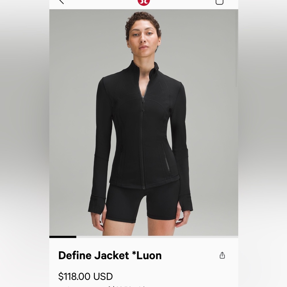 Black Lululemon Define Jacket
